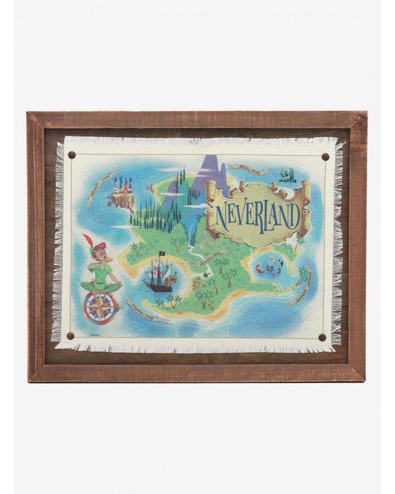 Disney Peter Pan Neverland Map Framed Wood Wall Decor $19.06 Décor