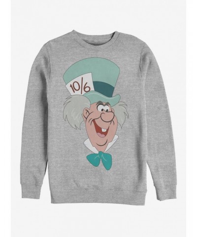 Disney Alice In Wonderland Mad Hatter Big Face Crew Sweatshirt $17.34 Sweatshirts