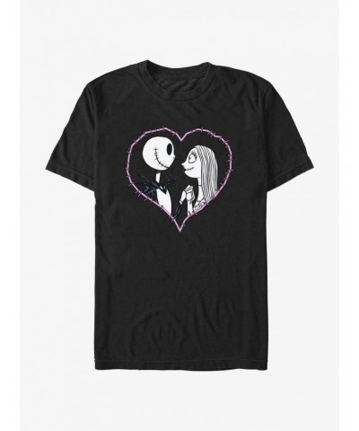 Disney The Nightmare Before Christmas Jack and Sally Heart Stitch T-Shirt $9.80 T-Shirts