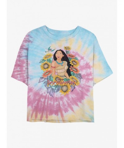 Disney Pocahontas Floral Princess Tie Dye Crop Girls T-Shirt $12.64 T-Shirts