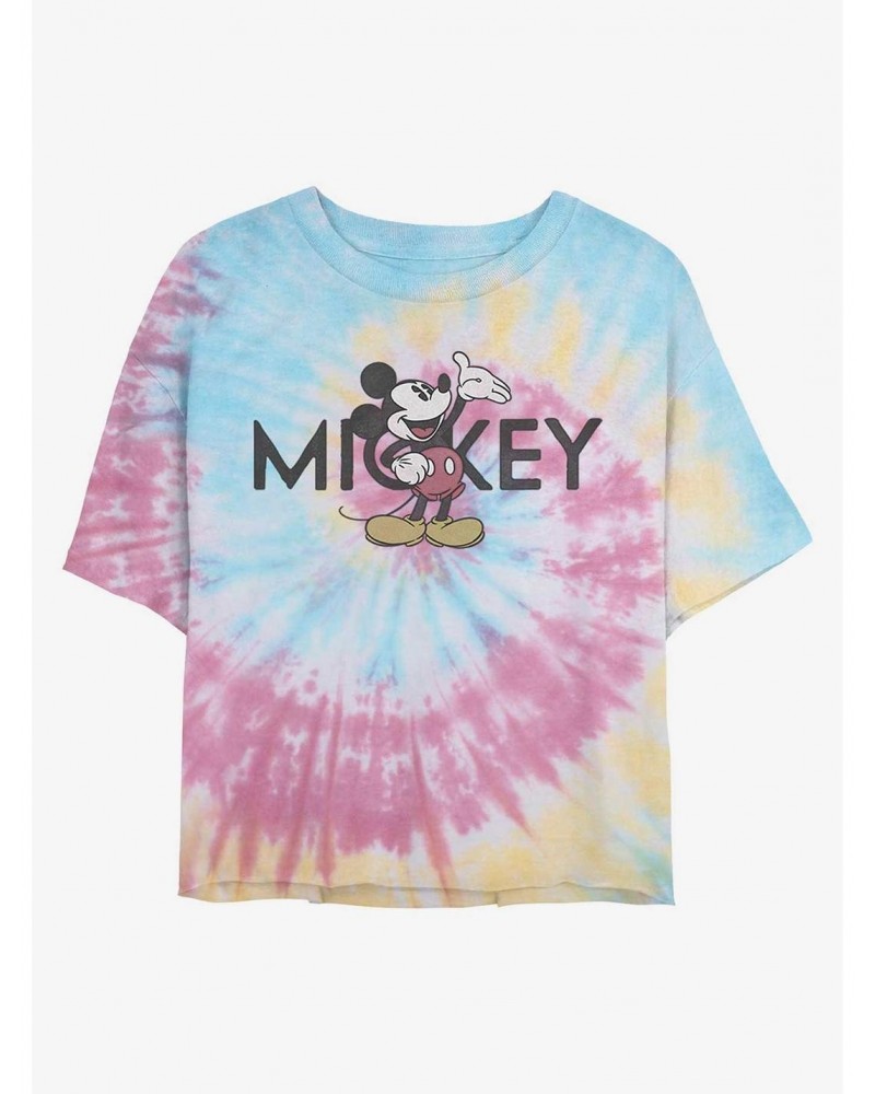 Disney Mickey Mouse Vintage Mickey Tie Dye Crop Girls T-Shirt $8.07 T-Shirts