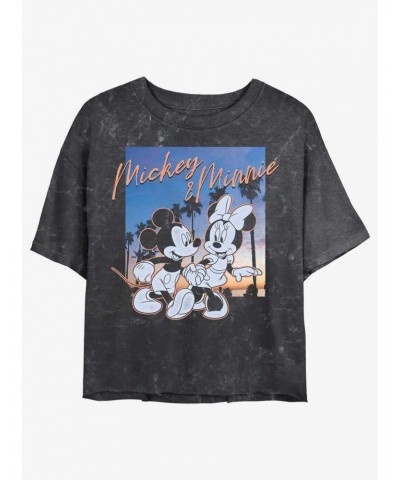 Disney Mickey Mouse California Sunset Mineral Wash Girls Crop T-Shirt $9.54 T-Shirts