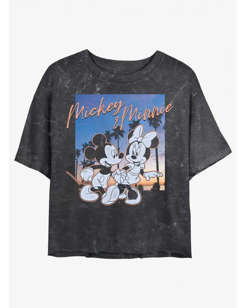 Disney Mickey Mouse California Sunset Mineral Wash Girls Crop T-Shirt $9.54 T-Shirts