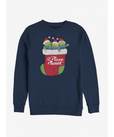 Disney Toy Story Pizza Planet Alien Christmas Stocking Crew Sweatshirt $15.50 Sweatshirts