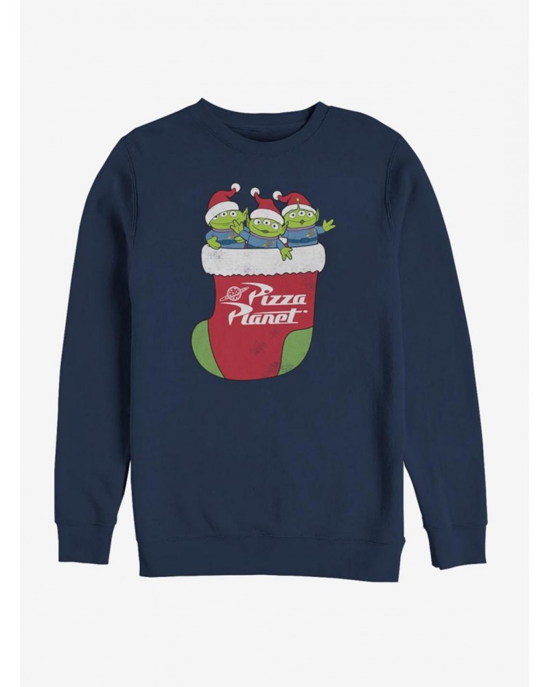 Disney Toy Story Pizza Planet Alien Christmas Stocking Crew Sweatshirt $15.50 Sweatshirts