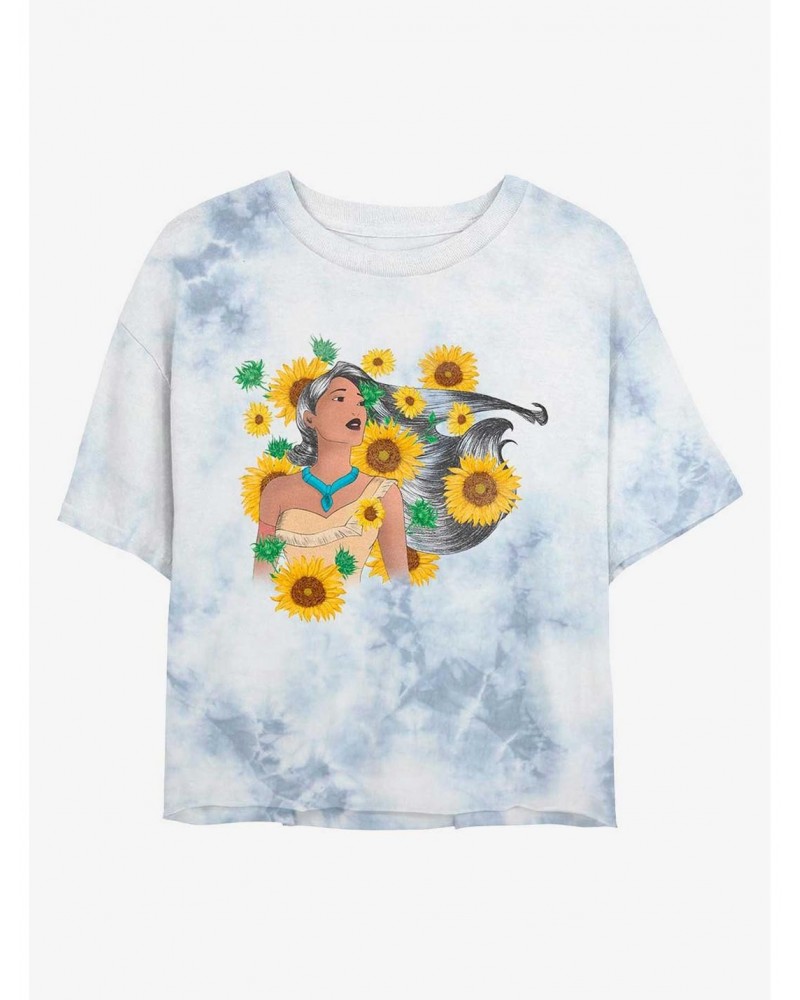 Disney Pocahontas Floral Princess Tie-Dye Girls Crop T-Shirt $11.56 T-Shirts